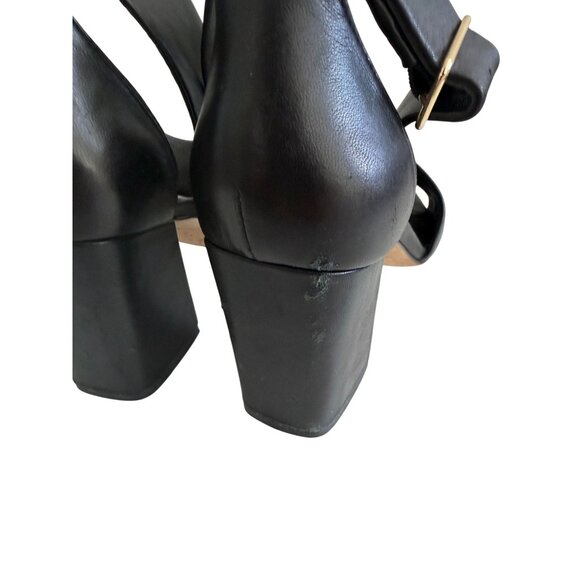 VIA SPIGA Black Leather Ankle Strap Sandals Heels Size 7.5 - Picture 7 of 12